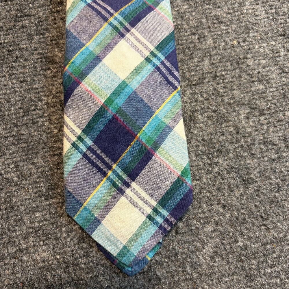 Country Traditionals Pendleton Plaid Necktie Blue Green Preppy Vintage USA